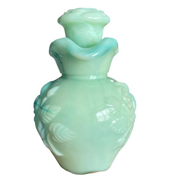 Vintage Avon Pitcher & Basin w/ Stopper Set Decanter Jadeite Empty Bath Bottle - Picture 6 of 10